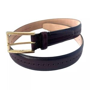 Cole Haan men’s leather belt size 34 brown leather gold tone brass buckle